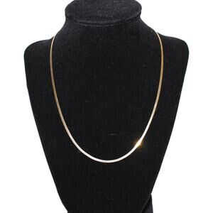 Vintage 14k Solid Gold 585 Gold Herringbone Flat Necklace Made in Italy